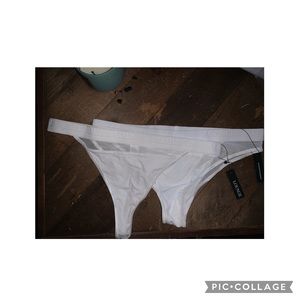 NWT - 2 pair White LOUNGE Panties; 1 Thong Style, 1 Bikini Style